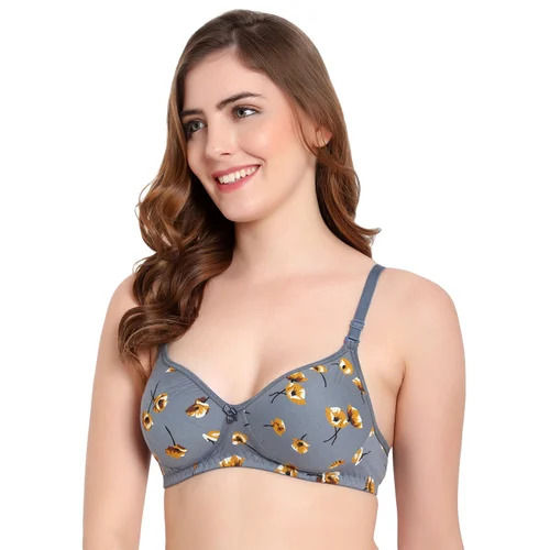 Daily Wear Skin-Friendly Regular Fit Cotton Hosiery Printed Padded Ladies Bra