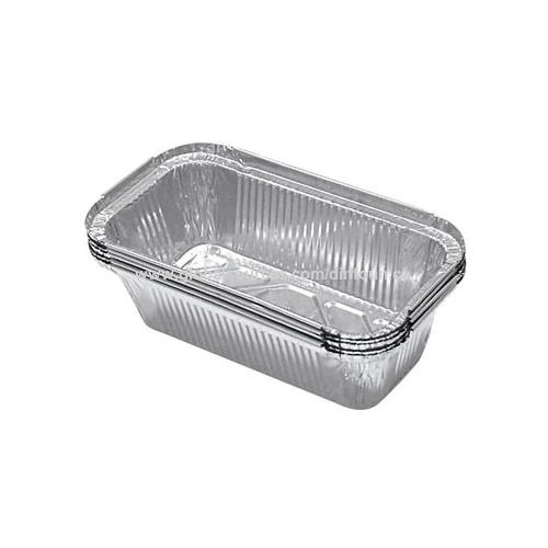 Aluminum Foil Food Container - Rectangular, Plain Design, Silver Color | Spacious for Hotels, Restaurants, and Residential Use