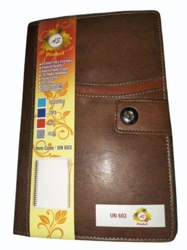 Brown Leather File Folders - A4 Size, Tear Resistant, Portable & Foldable | Ideal For Office Use, Plain Pattern, Easy Care