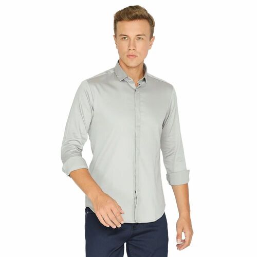 Mens Casual Wear Shirt - Cotton Dyed, Plain Fabric | Full Sleeves, Button Down Collar, Anti UV Feature, Beads Closure