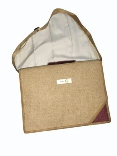 Elegant Jute Leather File Folder - A4 Size, Tear Resistant, Portable Design | Zipper Top Closure, Plain Brown-Beige Pattern, Office Use