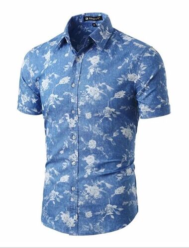 Men Printed Cotton Shirts - Short Sleeve Multi-Color Button Down Collar | Casual Wear Washable Customized Size Suitable for All Seasons