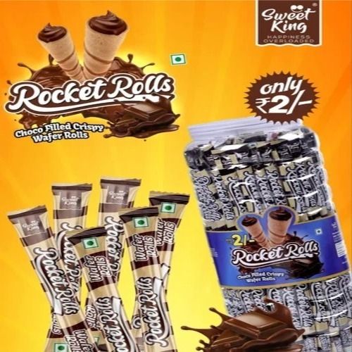 Sweet King Rocket Rolls Chocolate Flavour Wafer rolls