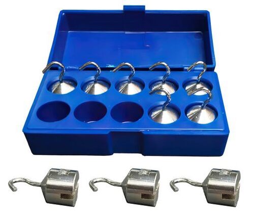 Hooked Weight Set for General Science and Physics in Mechanical Balances 50g x 10pcs Chrome Plated Iron with Hook and Rod