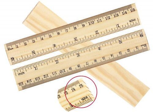 Measuring Rulers Wood Straight Rulers Metric and Inch scale 6 Inch 15 cm 150mm for General Science and Math in Schools