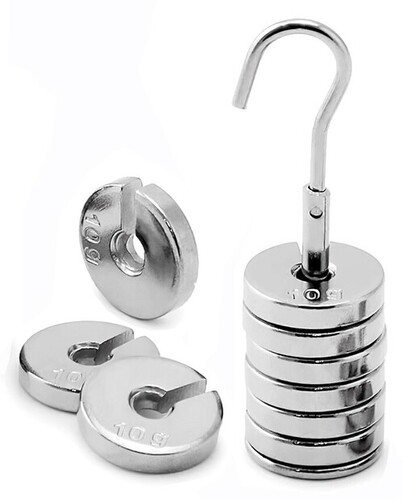 Slotted Weight Set for General Science and Physics in Weighing Operations Chrome Plated Iron 10 pcs 100grams