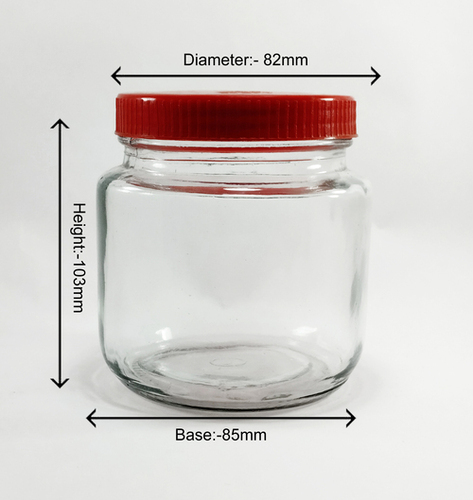 Glass Round Jar - 500 Gram, Transparent Glass for Food Processing and Kitchen Storage
