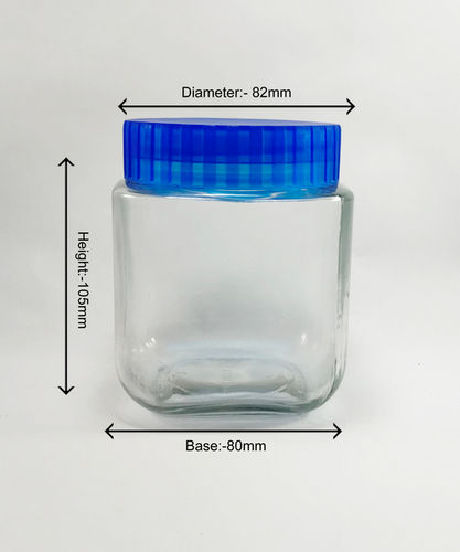 500 Gram Transparent Glass Square Jar with Screw Cap