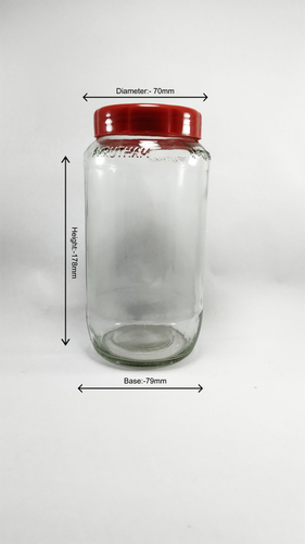 900 Ml Amruthan Glass Jar - Transparent Glass, Ideal For Food Storage, Kitchen Use, High-quality Design