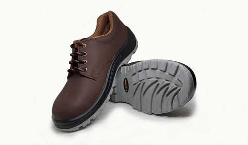 Mens Lace Closure Leather Brown Safety Shoes