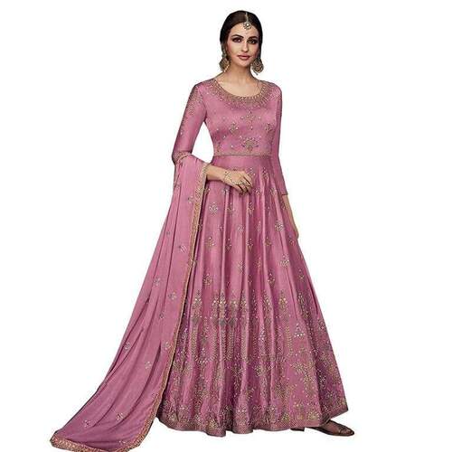 Ladies 3/4th Sleeves Floor Length Embroidered Maxi Anarkali Gown