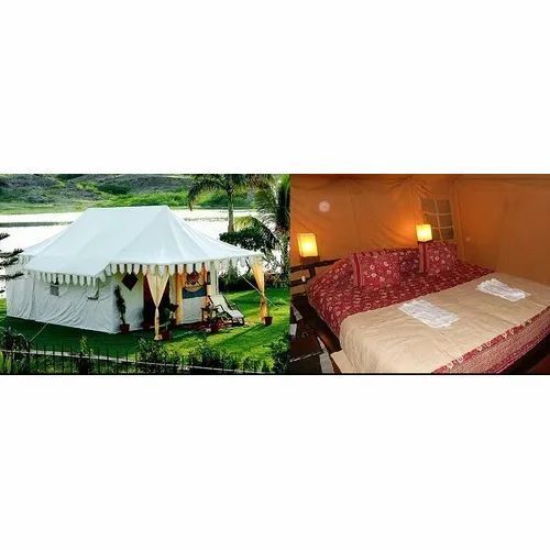 White Color Plain Pattern Canvas Material Outdoor Luxury Tent