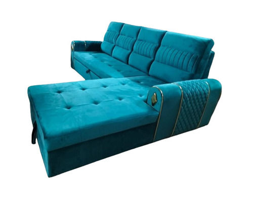 Floor Standing Wooden And Velvet Designer Sofa Cum Bed For Living Room with Storage