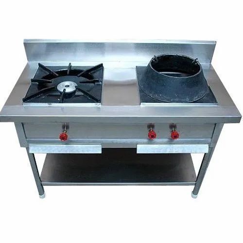 Commercial Stainless Steel 2 Burner Chinese Cooking Range