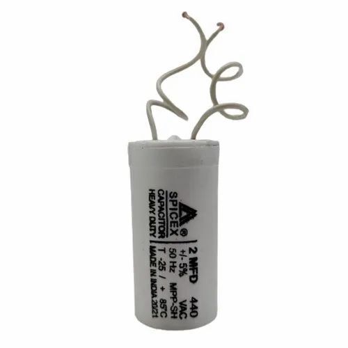 Fan Capacitor - 440 VAC, Durable Plastic, Polished White Finish | High Voltage Application, New Quality