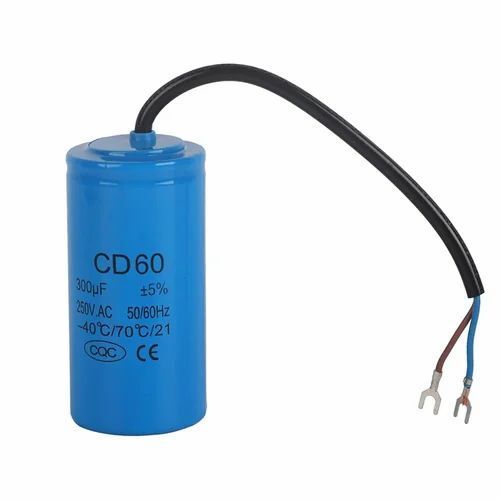 Motor Run Capacitor - 300 ÂµF, Durable Electric Power Source, Polished Blue Finish