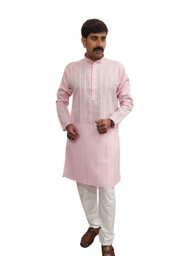 Mens Full Sleeves Ethnic Chamak Patti Cotton Kurta With Pyjama Set