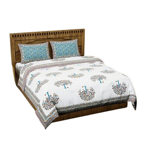 Cotton Floral Print King Size Bedsheet Set - Multicolor, Washable, 100% Cotton Material, Square & Rectangle Shapes