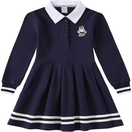 Dark Blue Full Sleeves Plain Pattern School Uniform