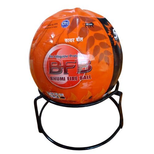 Fire Extinguisher Ball With Stand - Metal, Round Shape, Polished Finish, Red Color | Durable Feature, Alarm Included, Application for Fire Extinguishers