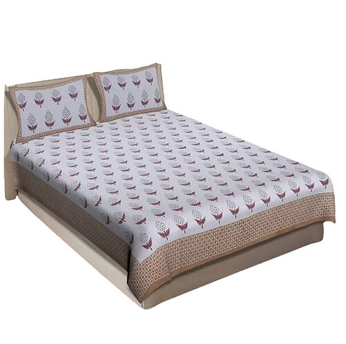 Jaipuri Cotton Floral Printed King Size Bedsheet Set - 100% Cotton, Multicolor, Washable, Floral Pattern, Ideal for Home and Hotel Use