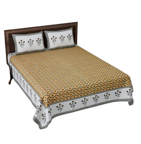 Jaipuri Cotton Multicolor Printed Bedsheet Set - Feature: Washable
