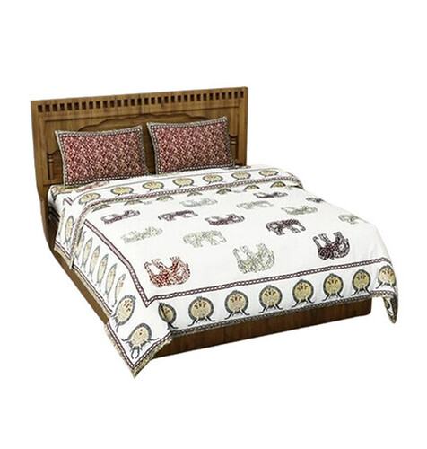 Jaipuri Cotton Floral Print King Size Bedsheet Set - 100% Cotton, Multicolor, Washable, Ideal for Home and Hotels