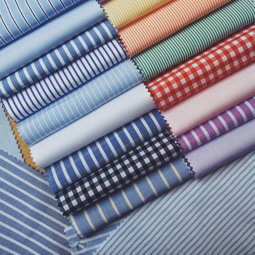 Breathable Normal Shine Skin-Friendly Shrink Resistant Unstitched Striped Shirting Fabrics