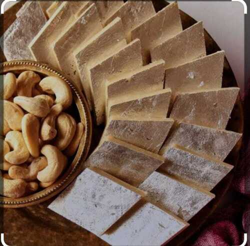 Cashew, Sugar, Kesar Kaju Katli With Sweet And Delicious Taste