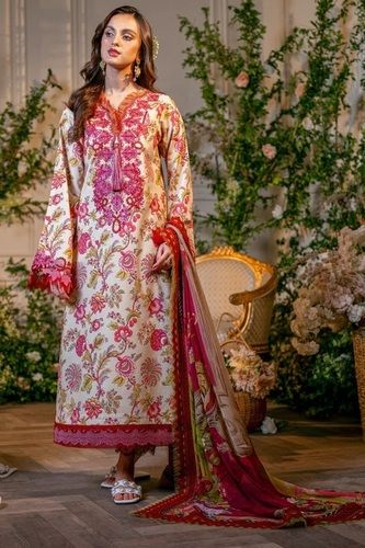 Printed Chikan Embroidered Designer Ladies Suit