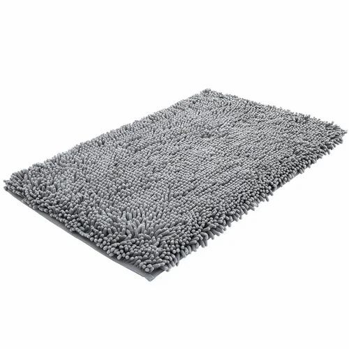 Bathroom Floor Mat - High Strength Solid Surface, Portable and Long Life | Anti-Slip Latex Back, Quick Drying, Water Absorbent, Anti-Bacteria, Gray Color