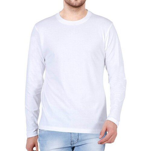 Whtie Color Cotton Plain Mens Round Neck T Shirt