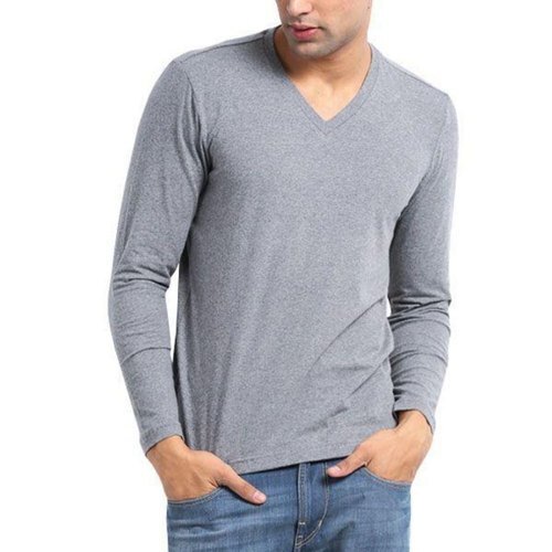 Full Sleeves V Neck T Shirt - Cotton, Sizes M, L, XL, Customized, Color As Required | Attractive Designs, Comfortable Fit, Fine Finishing