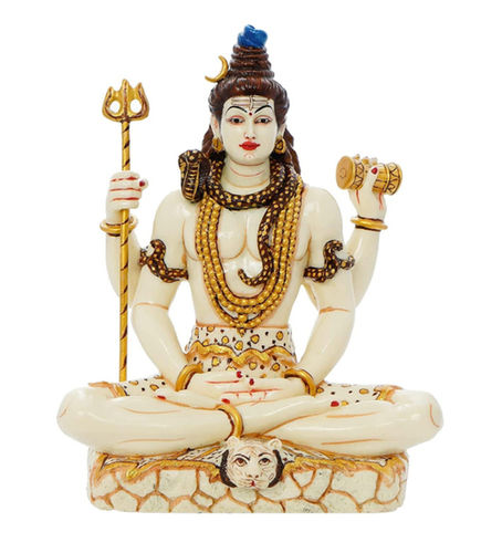 Polishing Finish Crack Resistant Marble Religious Hindu God Shiva Statue