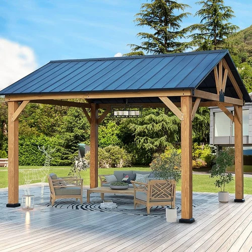 Gazebo Tent For Camping And Party - Polyester Material Dark Blue and Brown Color Easy To Carry Washable | Plain and Printed Design for Outdoor Activities
