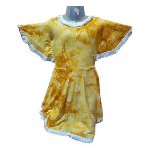 Multi Color Round Neck Short Sleeves Kids Fancy Gown