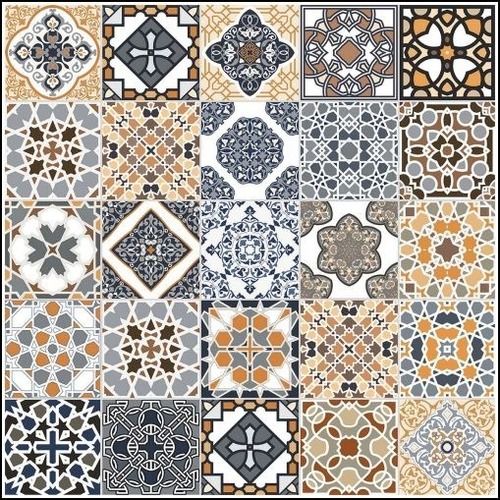 Multi Color Printed Pattern Vitrified Vintage Decor Tiles