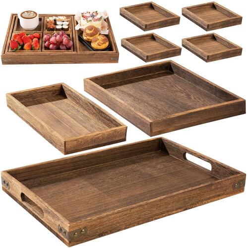 Rectangle Shape Brown Wooden Trays