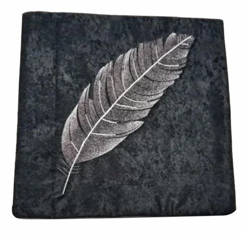 Sparkle Wing Velvet Embroidery Feather Cushion Cover