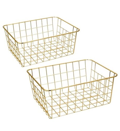 Square Shape Polished Finish Corrosion Resistant Metal Wire Basket For Kitchen