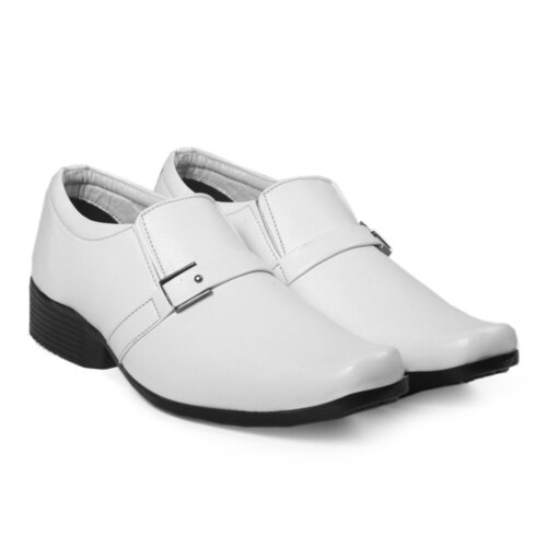 Designer Laceless Formal Shoes - Leather, Sizes 5-9, Ivory White | Elegant Design, Comfortable Fit, Non-Slip Sole