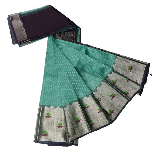 Greenleaf Big Border Light Blue Pattu Saree