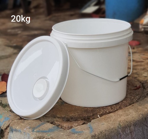 Durable White Plastic Paint Container - Plastic Material, Round Shape, White Color | Lightweight, Eco-Friendly, Suitable for Chemical Usage
