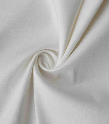 White Color Plain Pattern Pure Cotton Lycra Fabric For Clothing