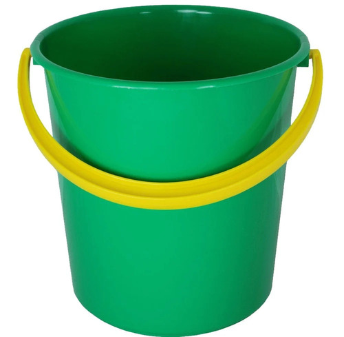 Green Plastic Bucket - 5L to 20L Capacity, Soft Material, 10 Inch Length, Green and Yellow Color