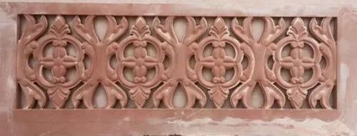 Hand Carved Rectangular Red Sandstone Grill