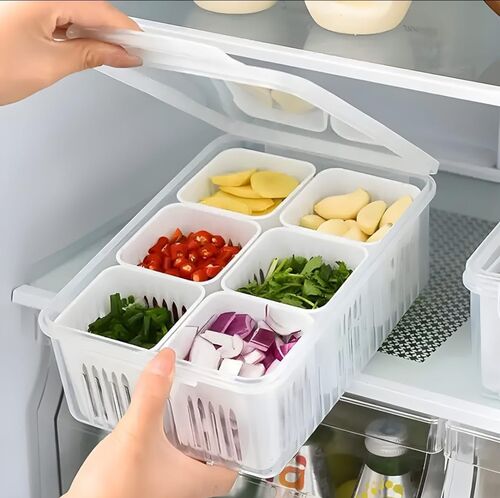 Transparent ABS Plastic Fridge Storage Container - Multiple Sizes, Multicolored Stackable Design for Organized Food Storage and Easy Visibility