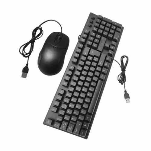 Black Wired Keyboard with Mouse