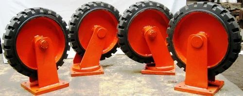 Caster Wheel - Rubber Material, Premium Grade, Rigid Movement, Mild Steel Frame | Ideal for Industrial Usage, Round Shape in Box Packaging