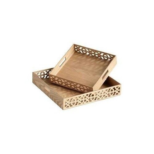 Square Polished Wood MDF trays for Homes Hotels